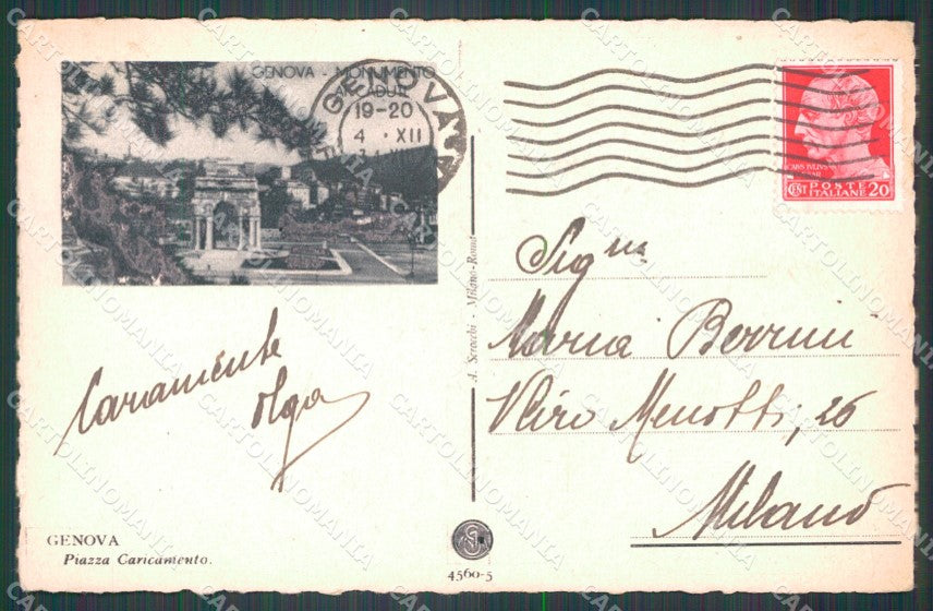 Genova Città Piazza Caricamento Tram Auto cartolina WX3409 – retro