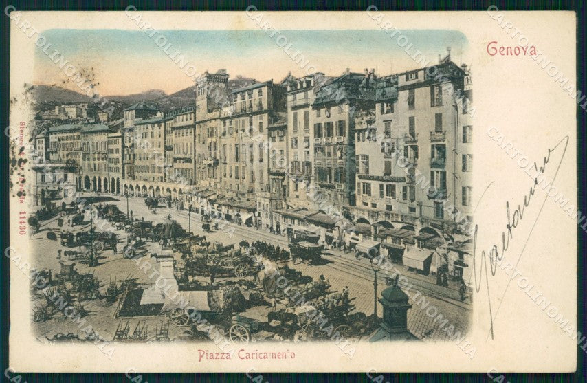 Genova Città Piazza Caricamento Carretti cartolina WX3412 – fronte