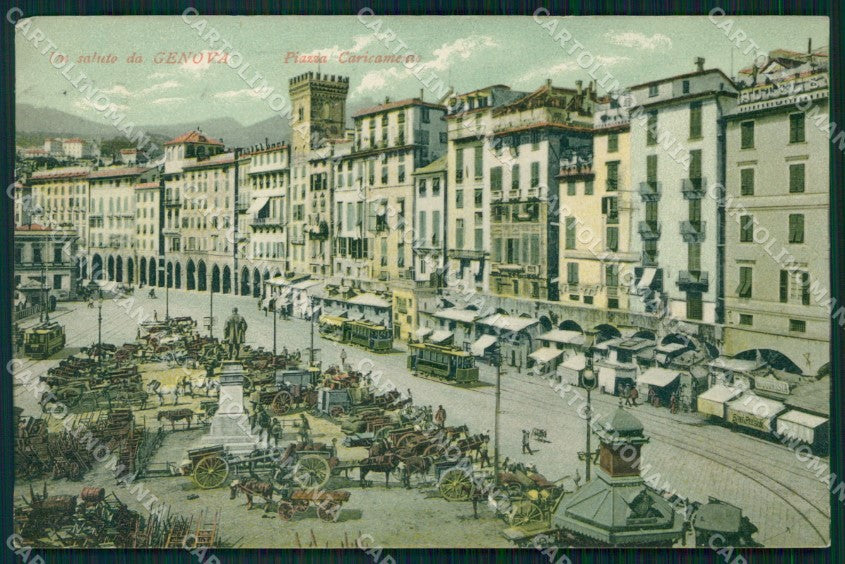 Genova Città Piazza Caricamento Carretti Tram cartolina WX3414 – fronte