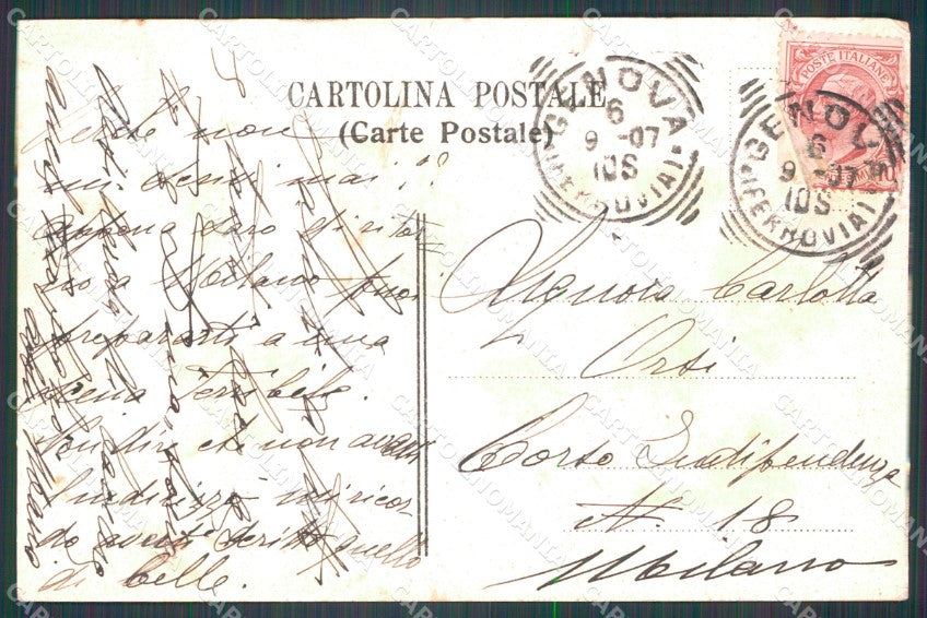 Genova Città Piazza Caricamento Carretti Tram cartolina WX3414 – retro