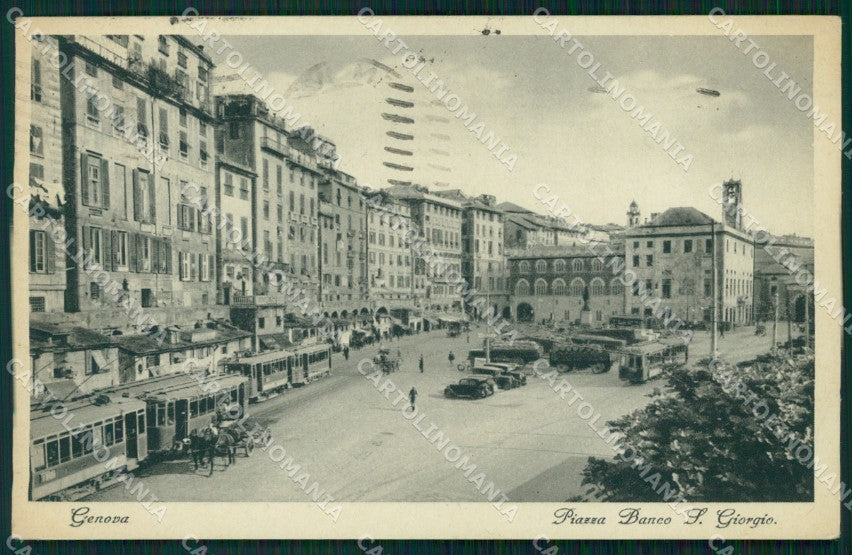 Genova Città Piazza San Giorgio Tram Auto cartolina WX3415 – fronte