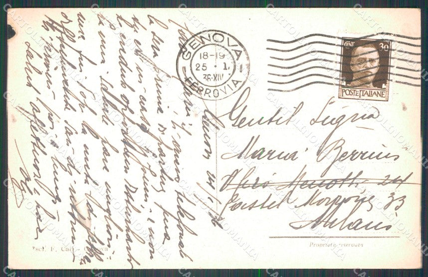 Genova Città Piazza San Giorgio Tram Auto cartolina WX3415 – retro