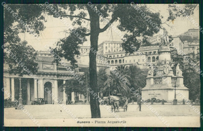 Genova Città Piazza Acquaverde Carrozza Auto cartolina WX3417 – fronte