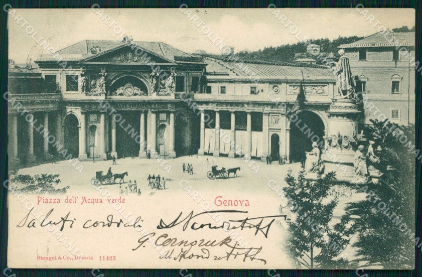 Genova Città Piazza Acquaverde Carrozze cartolina WX3421 – fronte