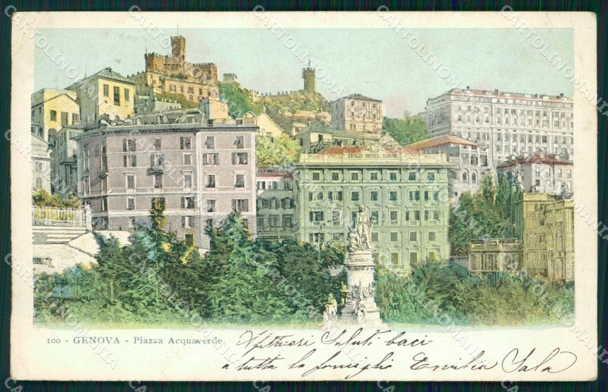 Genova Città Piazza Acquaverde PIEGHE cartolina WX3423 – fronte