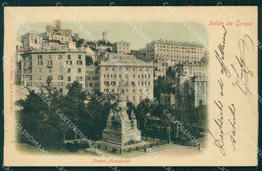 Genova Città Piazza Acquaverde PIEGHINA cartolina WX3424 – fronte