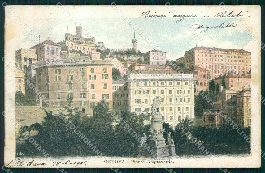 Genova Città Piazza Acquaverde PIEGHINA cartolina WX3425 – fronte
