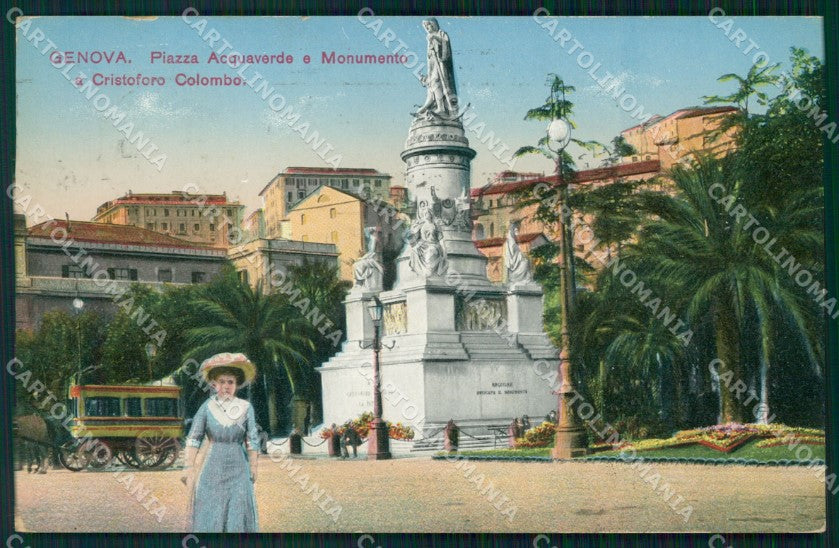 Genova Città Piazza Acquaverde PIEGHINA cartolina WX3427 – fronte