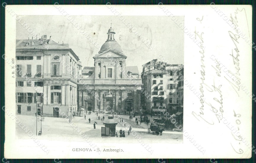 Genova Città Sant'Ambrogio PIEGATA cartolina WX3432 – fronte