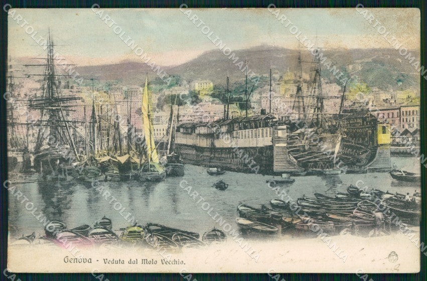 Genova Città Molo Vecchio cartolina WX3444 – fronte