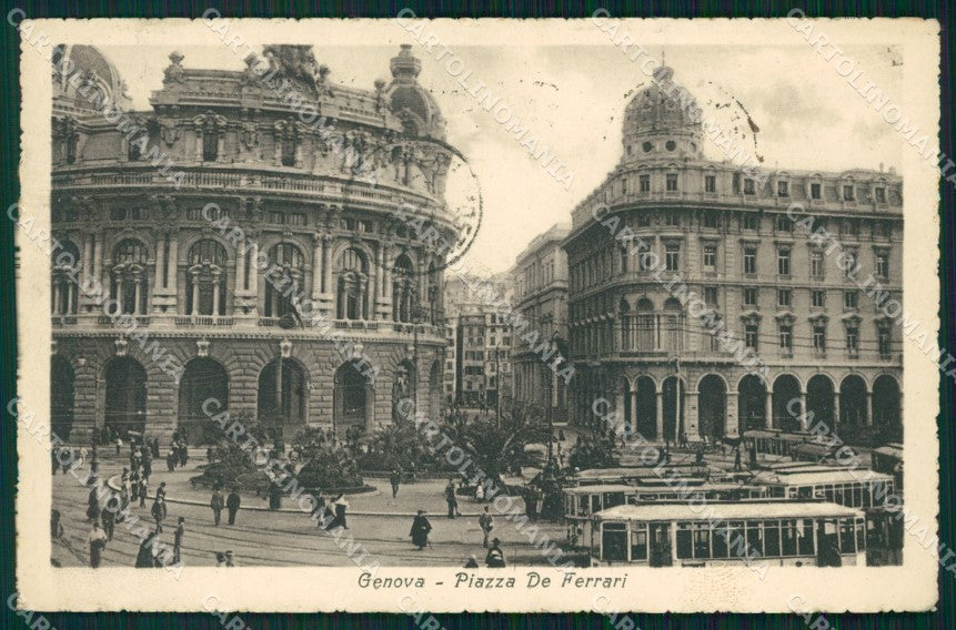 Genova Città Piazza De Ferrari Tram cartolina WX3451 – fronte