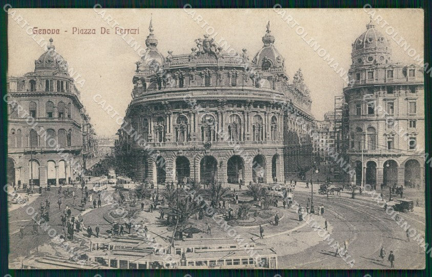 Genova Città Piazza De Ferrari Tram cartolina WX3453 – fronte
