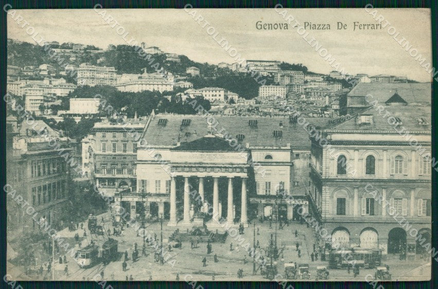 Genova Città Piazza De Ferrari Tram cartolina WX3454 – fronte