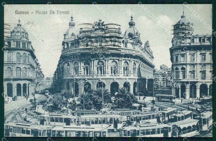 Genova Città Piazza De Ferrari Tram cartolina WX3457 – fronte