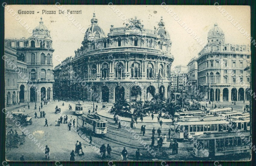 Genova Città Piazza De Ferrari Tram cartolina WX3458 – fronte