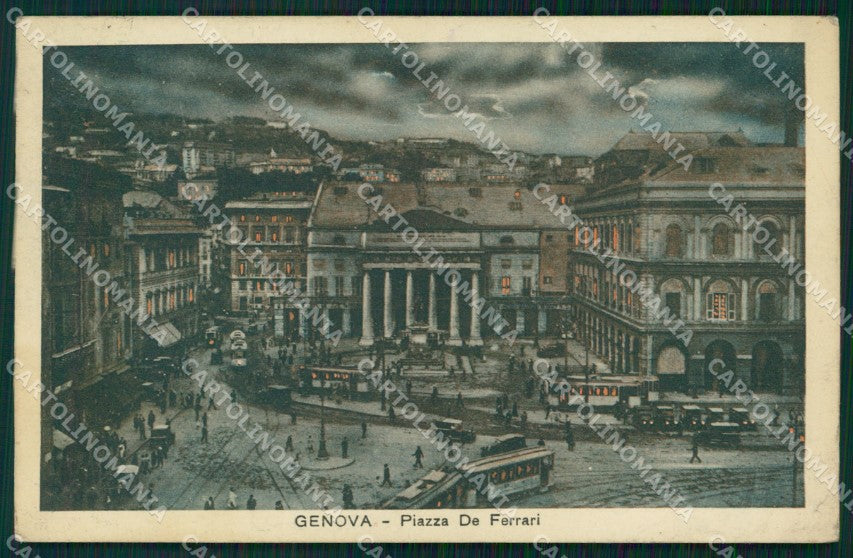 Genova Città Piazza De Ferrari Chiaro di Luna cartolina WX3461 – fronte