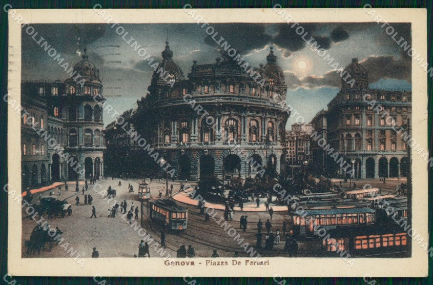 Genova Città Piazza De Ferrari Chiaro di Luna cartolina WX3463 – fronte