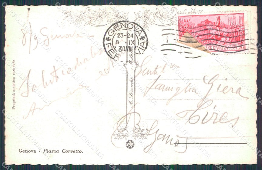 Genova Città Piazza Corvetto cartolina WX3468 – retro