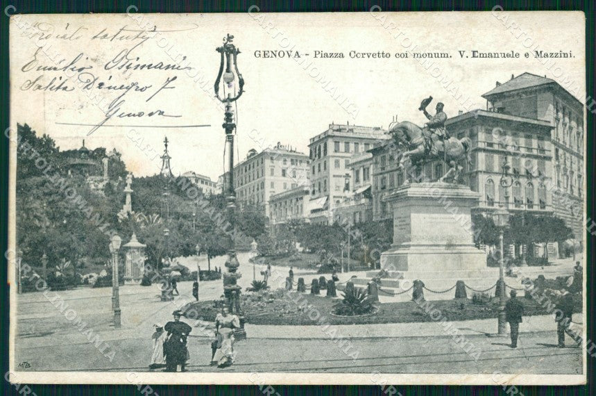 Genova Città Piazza Corvetto PIEGA cartolina WX3470 – fronte