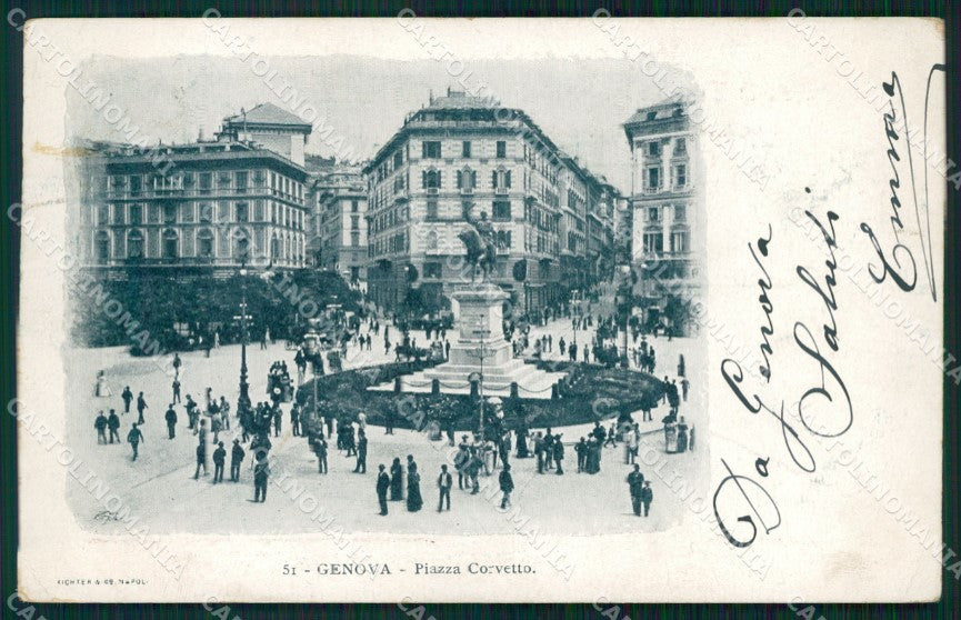 Genova Città Piazza Corvetto MACCHIA cartolina WX3474 – fronte