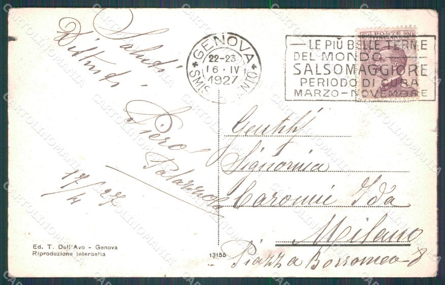 Genova Città Piazza Corvetto STRAPPINI PIEGHINA cartolina WX3482 – retro