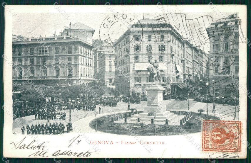 Genova Città Piazza Corvetto Militari STRAPPINO cartolina WX3486 – fronte