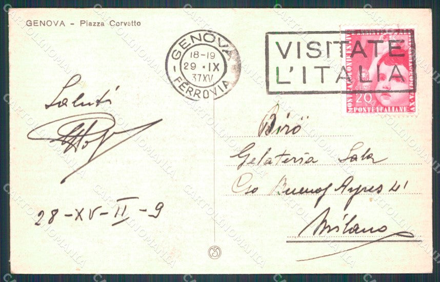 Genova Città Piazza Corvetto cartolina WX3489 – retro