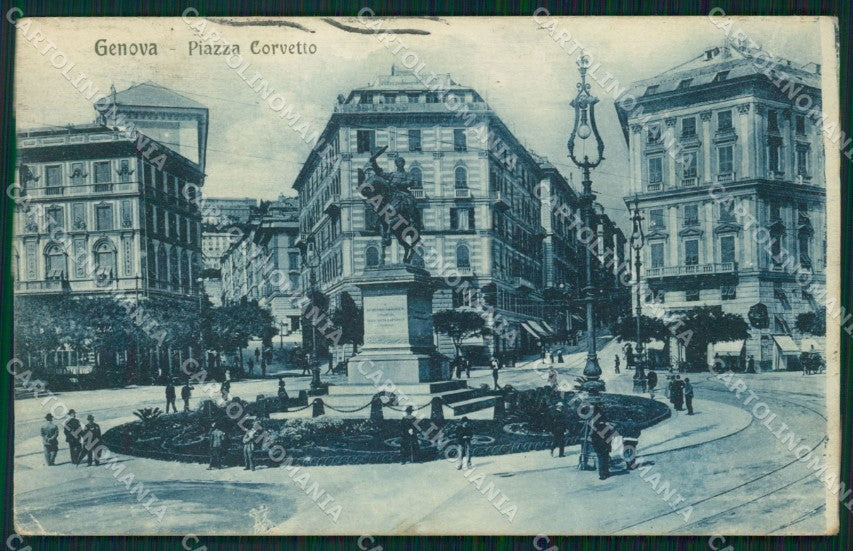 Genova Città Piazza Corvetto PIEGHINA cartolina WX3500 – fronte