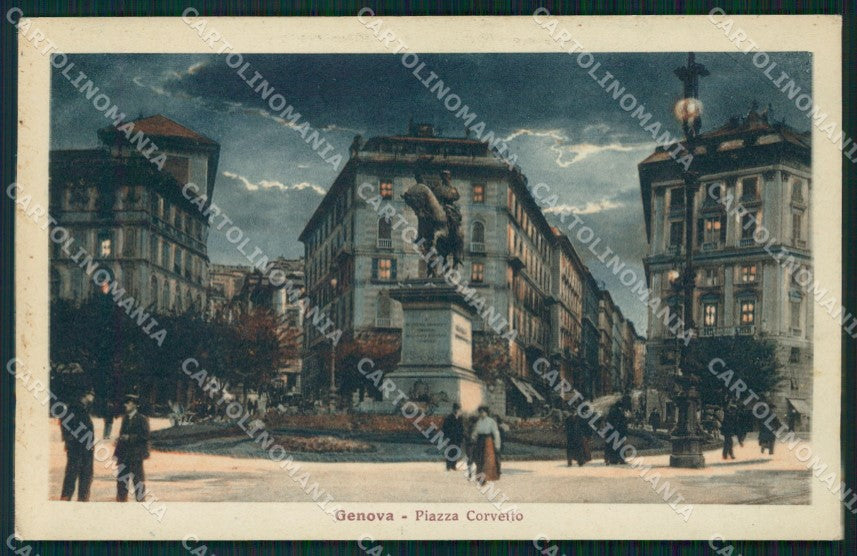 Genova Città Piazza Corvetto Chiaro di Luna cartolina WX3502 – fronte