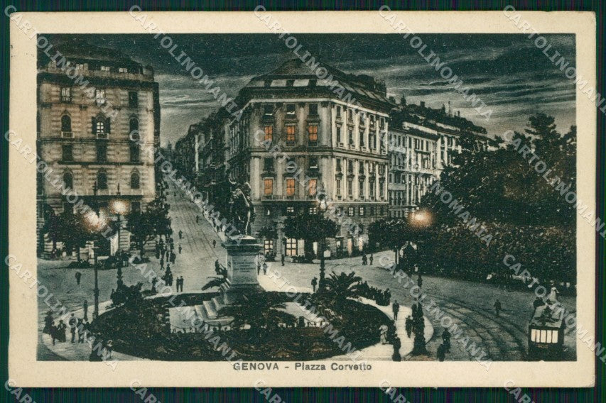 Genova Città Piazza Corvetto Chiaro di Luna cartolina WX3503 – fronte