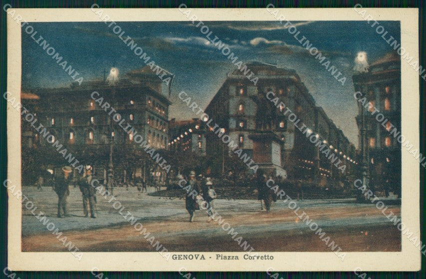 Genova Città Piazza Corvetto Chiaro di Luna cartolina WX3504 – fronte