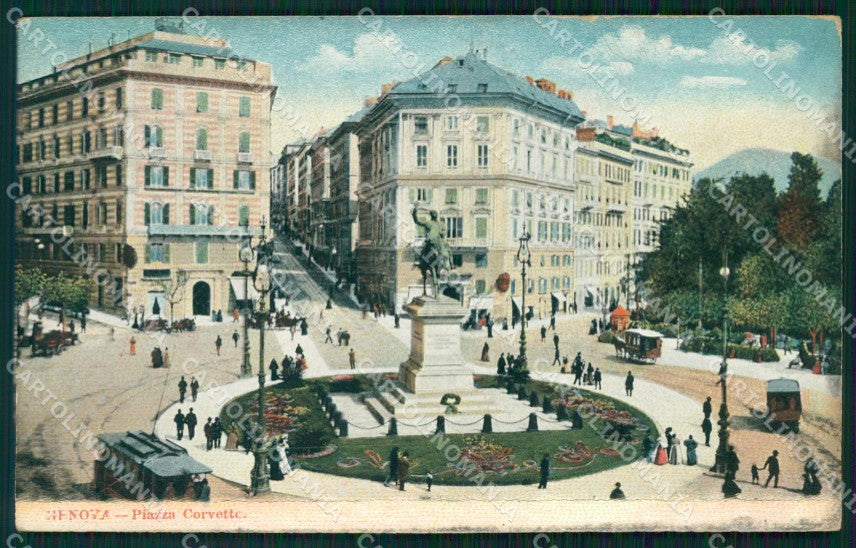 Genova Città Piazza Corvetto Tram cartolina WX3509 – fronte