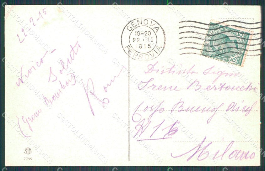 Genova Città Porto Barca PIEGHINA cartolina WX3560 – retro