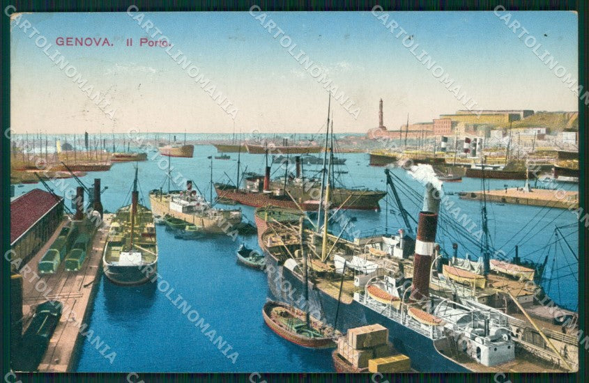 Genova Città Porto Navi cartolina WX3571 – fronte