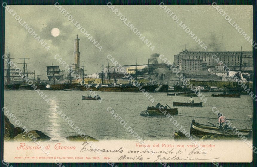 Genova Città Porto Chiaro di Luna cartolina WX3586 – fronte