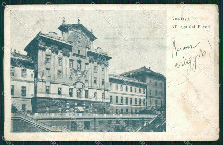 Genova Città Albergo dei Poveri PIEGHE cartolina WX3612 – fronte