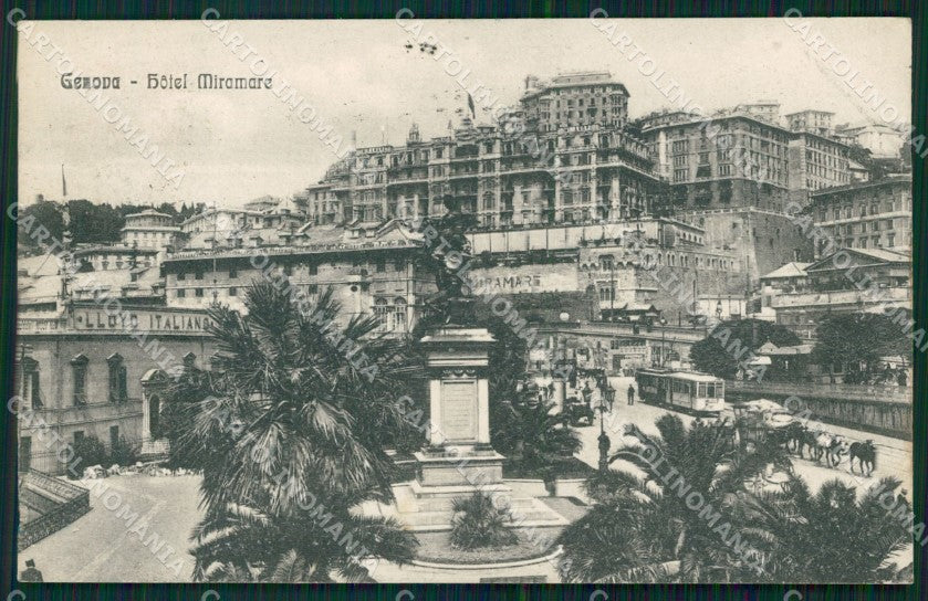 Genova Città Hotel Miramare Tram cartolina WX3613 – fronte