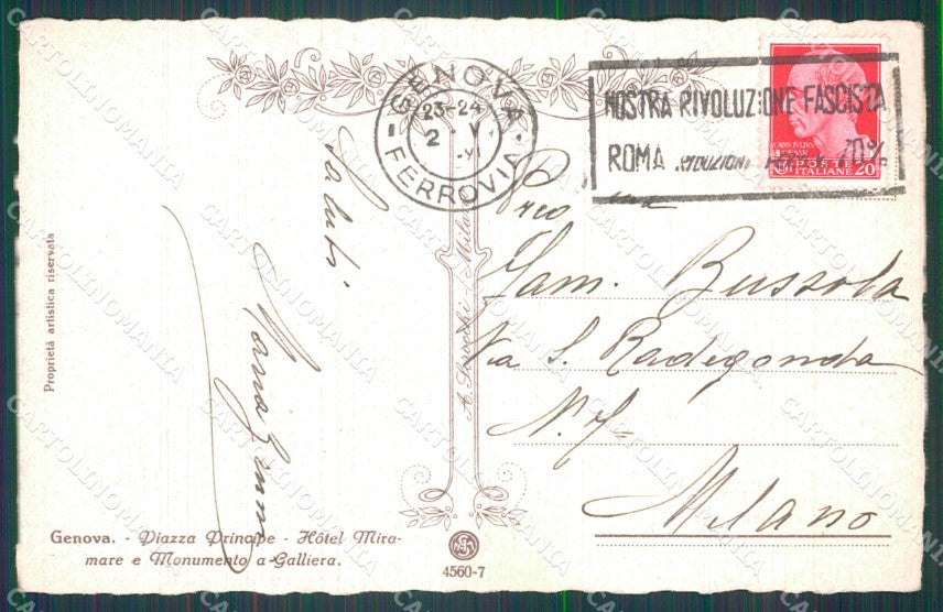 Genova Città Piazza Principe PIEGA cartolina WX3615 – retro