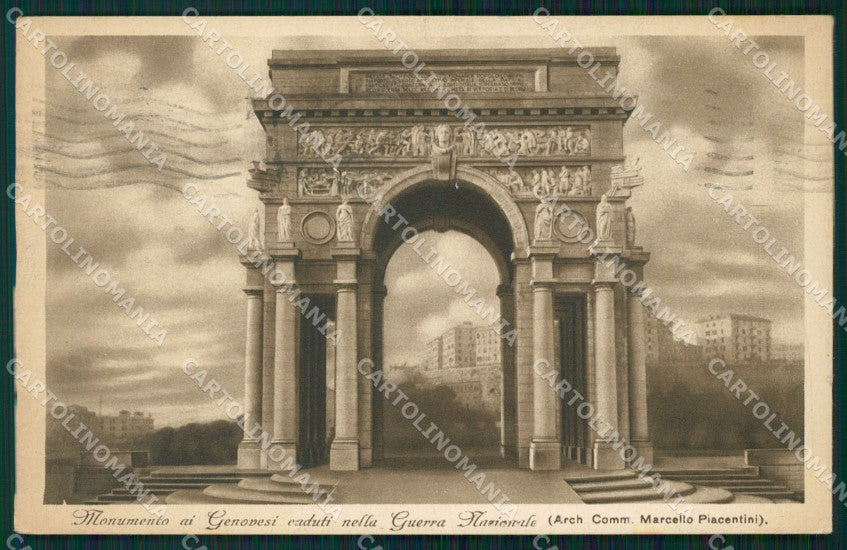 Genova Città Monumento Caduti Guerra Nazionale Piacentini cartolina WX3620 – fronte