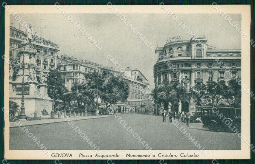 Genova Città Piazza Acquaverde Auto PIEGHINA cartolina WX3627 – fronte