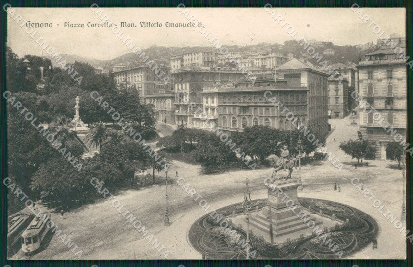 Genova Città Piazza Corvetto Tram cartolina WX3647 – fronte