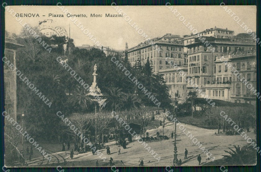 Genova Città Piazza Corvetto PIEGA cartolina WX3653 – fronte