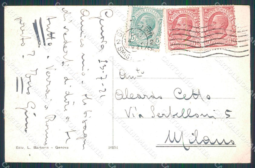 Genova Città Piazza Corvetto PIEGA cartolina WX3653 – retro
