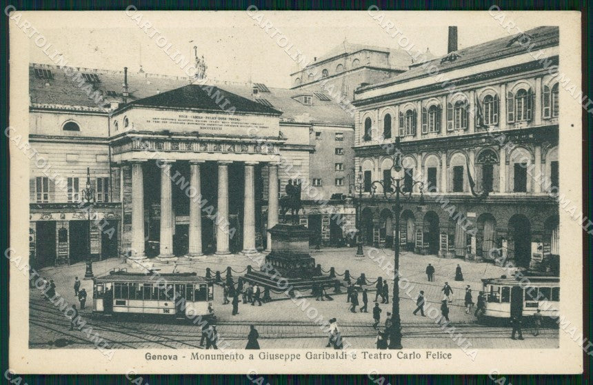 Genova Città Teatro Garibaldi Tram cartolina WX3656 – fronte