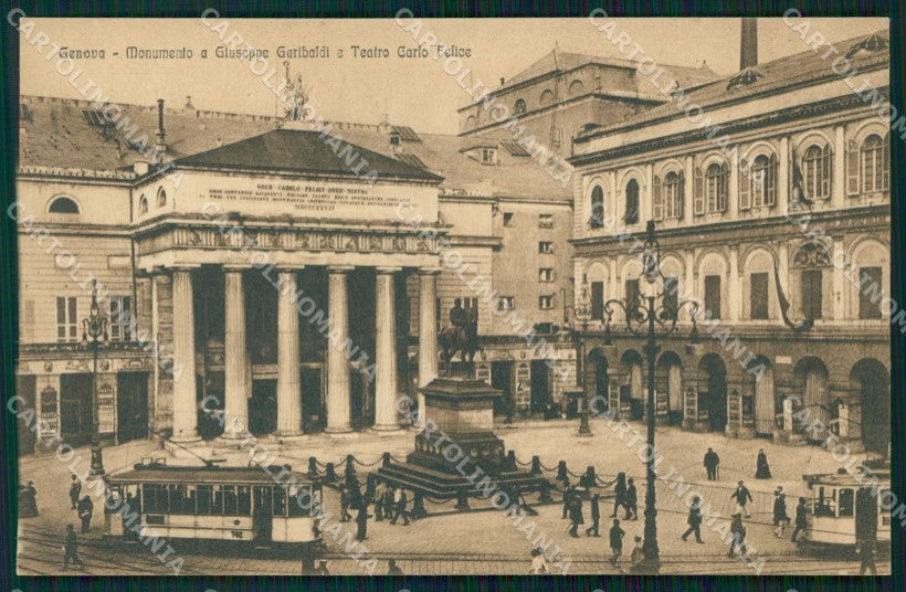 Genova Città Teatro Garibaldi Tram PIEGA cartolina WX3657 – fronte
