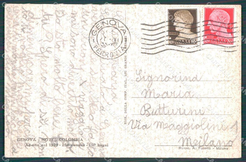 Genova Città Hotel Colombia cartolina WX3693 – retro