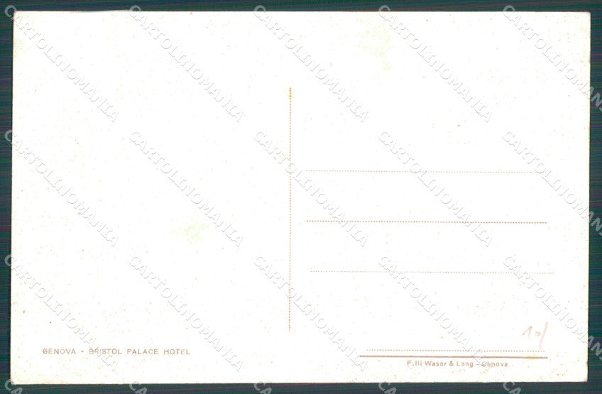Genova Città Bristol Palace Hotel PIEGA cartolina WX3710 – retro