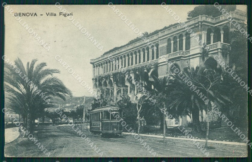Genova Città Villa Figari Tram PIEGHINE cartolina WX3715 – fronte