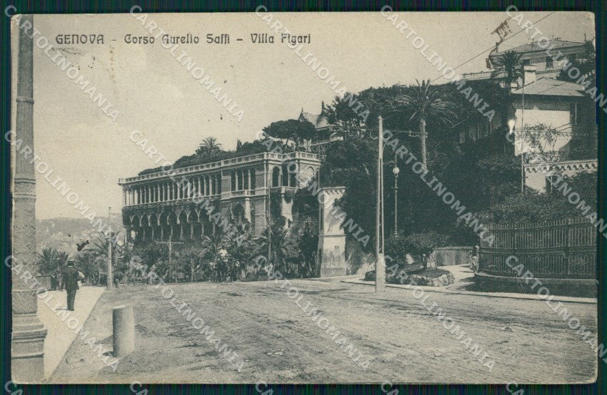 Genova Città Corso Aurelio Saffi Villa Figari PIEGA cartolina WX3716 – fronte