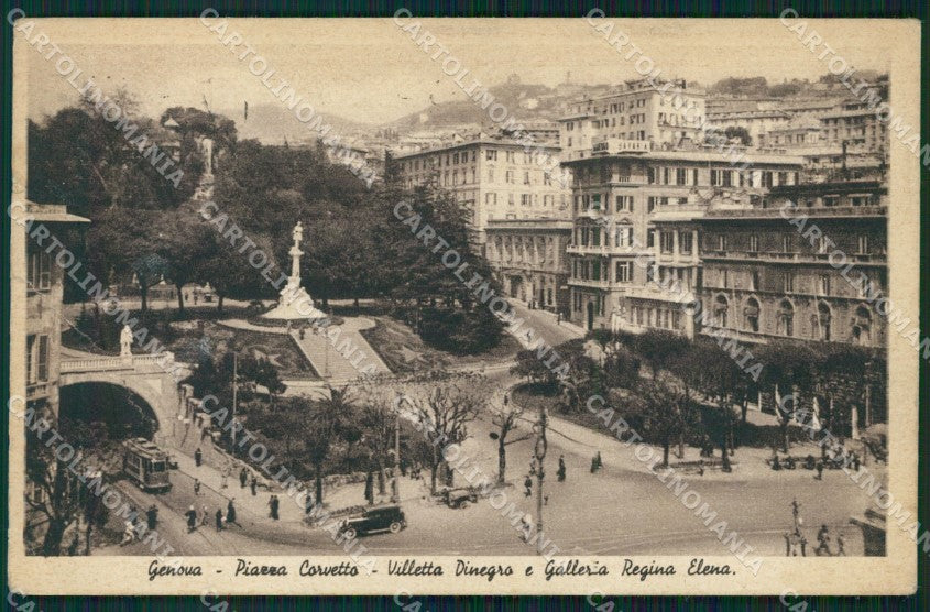 Genova Città Piazza Corvetto Tram Auto PIEGHINA cartolina WX3717 – fronte